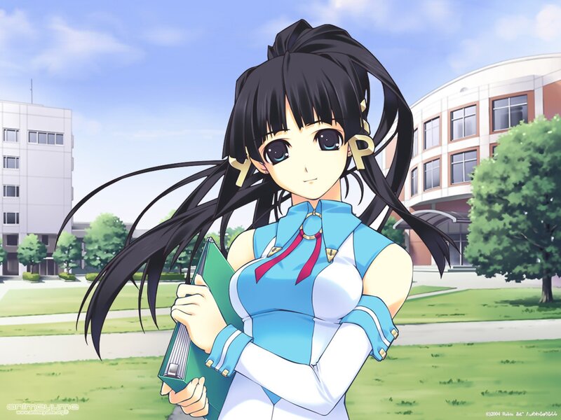 Anime Girl Holding Book — Blue, Calm