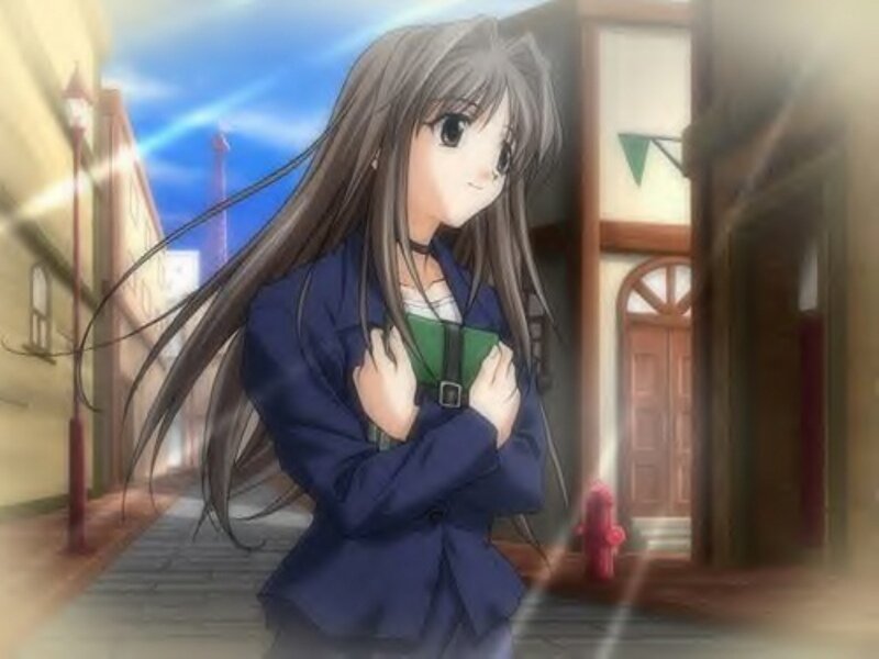 Anime Girl Holding Book — Blue