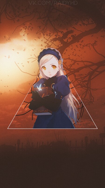 Anime Girl Holding Book — Orange, Dramatic, Sunset