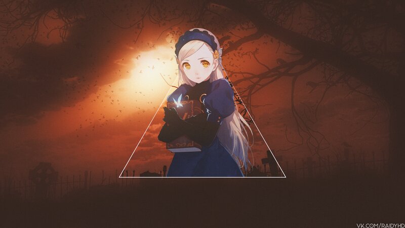 Anime Girl Holding Book — Orange, Dramatic
