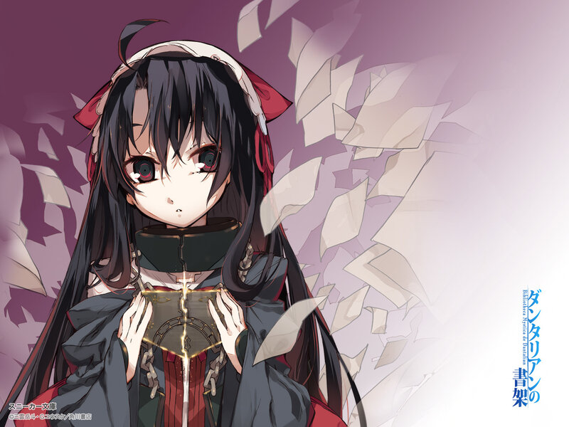 Anime Girl Holding Book — Purple, Dramatic, Shattered Glass