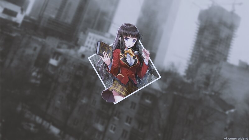 Anime Girl Holding Book — Red, Dramatic