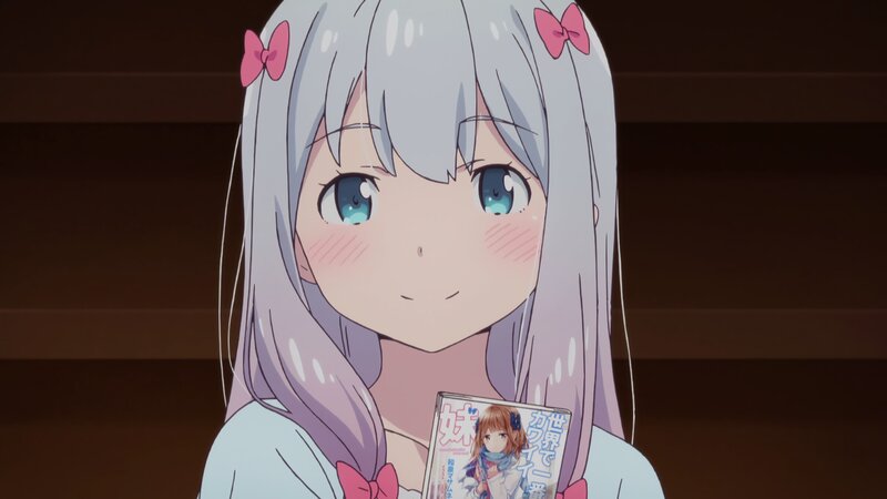 Anime Girl Holding Book — White, Cheerful, Pink Bows