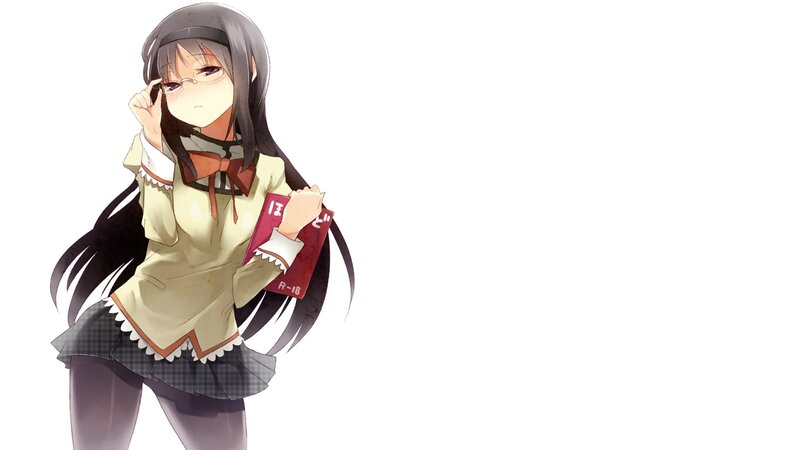 Anime Girl Holding Book — White, Neutral