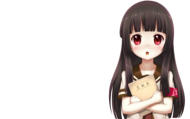 Anime Girl Holding Book — White