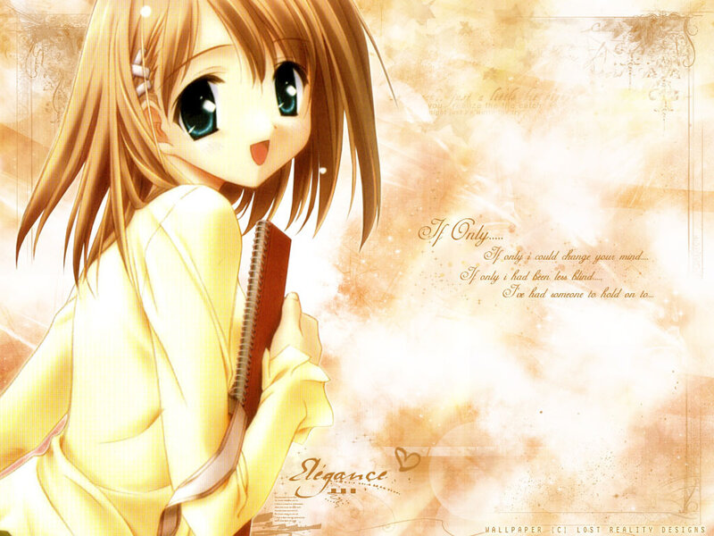 Anime Girl Holding Book — Yellow