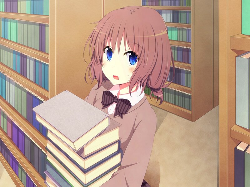 Anime Girl Holding Books — Pink