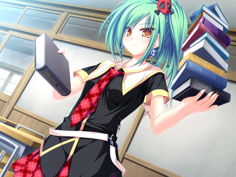 Anime Girl Holding Books