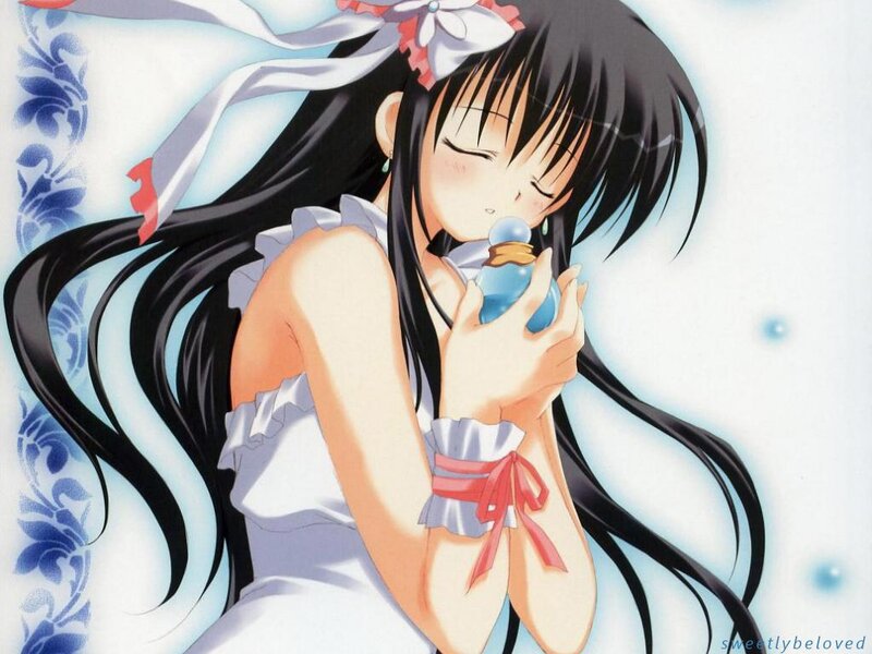Anime Girl Holding Bottle — Black