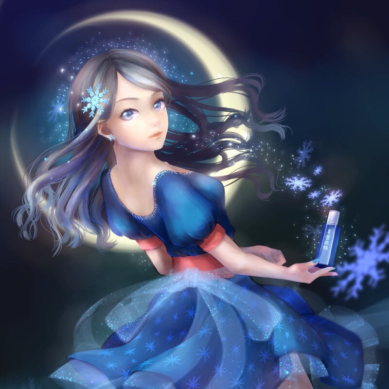 Anime Girl Holding Bottle — Blue