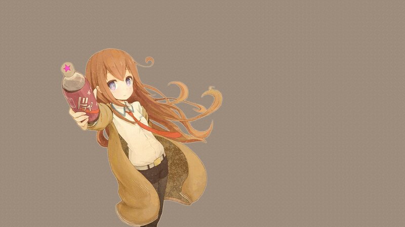 Anime Girl Holding Bottle — Brown