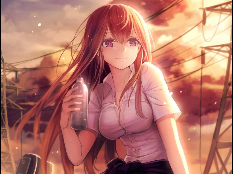 Anime Girl Holding Bottle — Pink