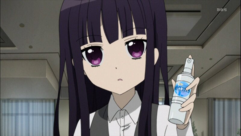 Anime Girl Holding Bottle — Purple, Neutral