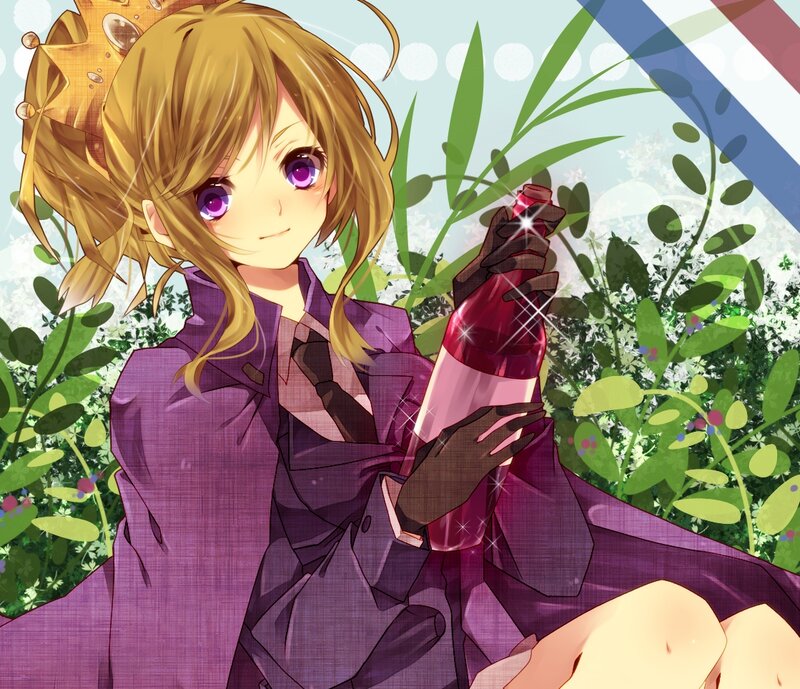 Anime Girl Holding Bottle — Purple