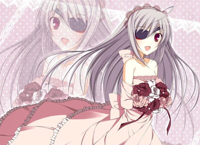 Anime Girl Holding Bouquet