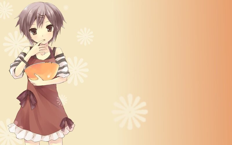 anime girl holding bowl