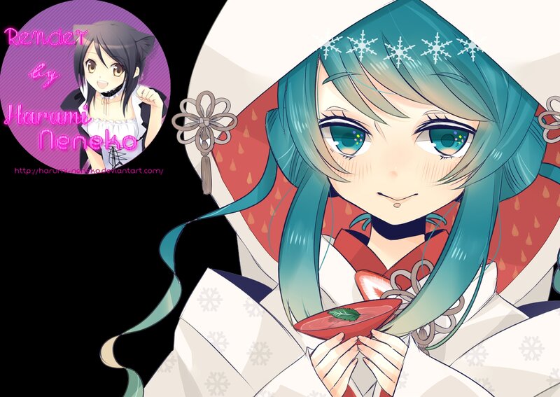 Anime Girl Holding Bowl — Blue