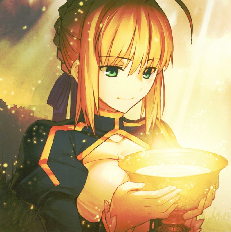 Anime Girl Holding Bowl — Yellow
