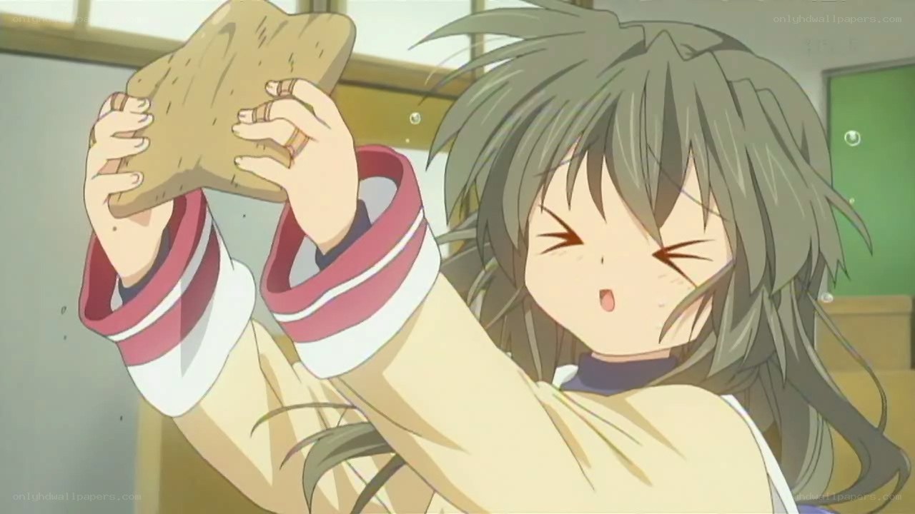 anime girl holding bread