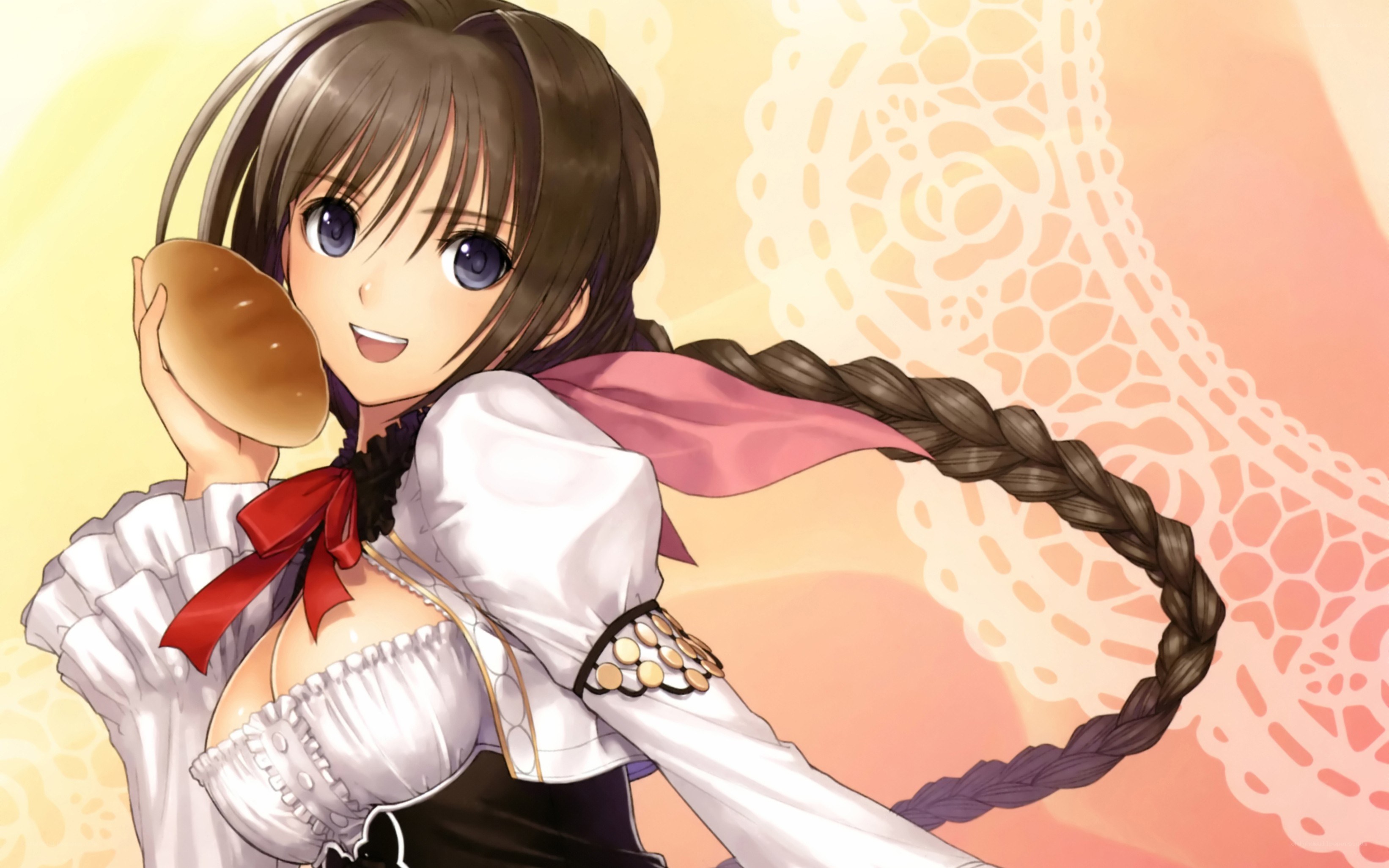 anime girl holding bread