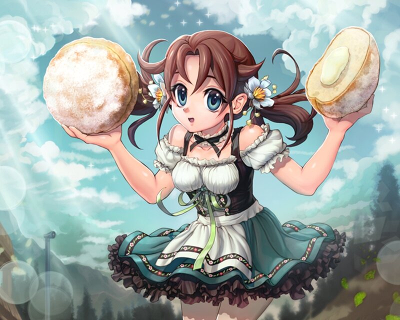 Anime Girl Holding Bread — Blue