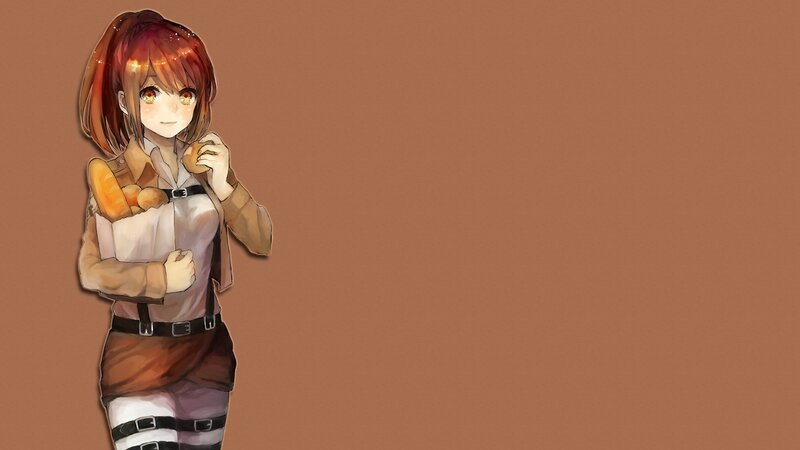 Anime Girl Holding Bread — Brown, Calm