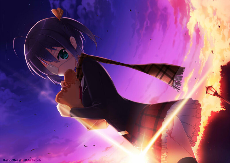 Anime Girl Holding Bread — Purple