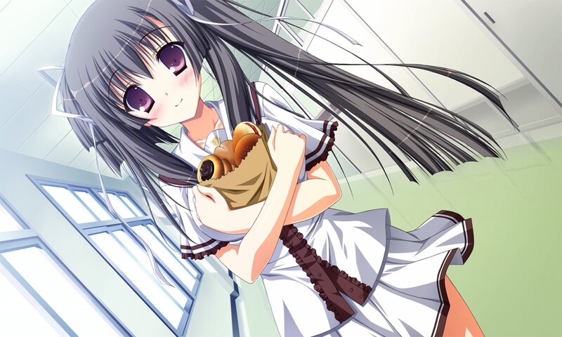 Anime Girl Holding Bread — White