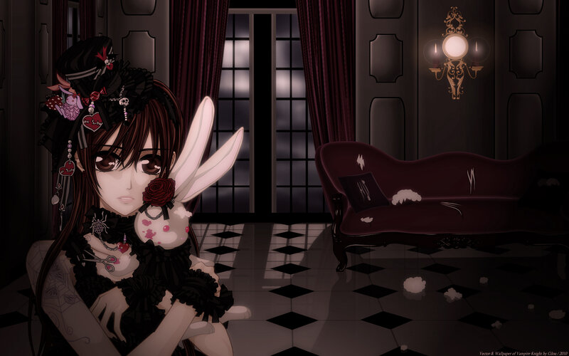 Anime Girl Holding Bunny — Black