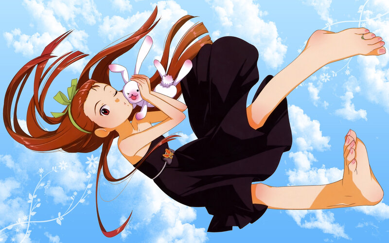 Anime Girl Holding Bunny — Blue