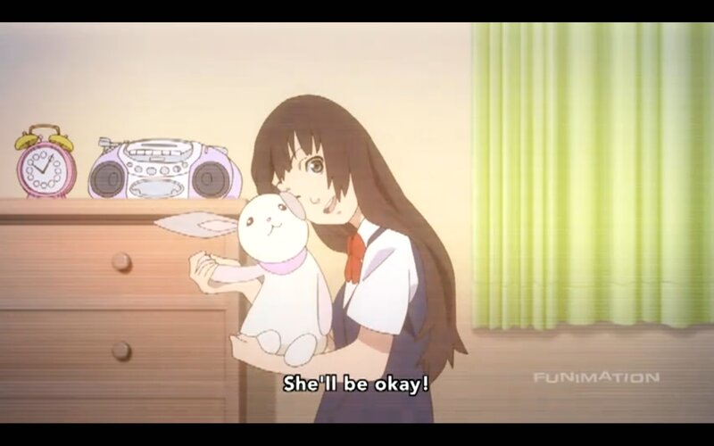 Anime Girl Holding Bunny — Brown, Calm