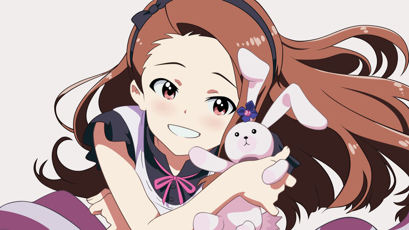 Anime Girl Holding Bunny — Brown