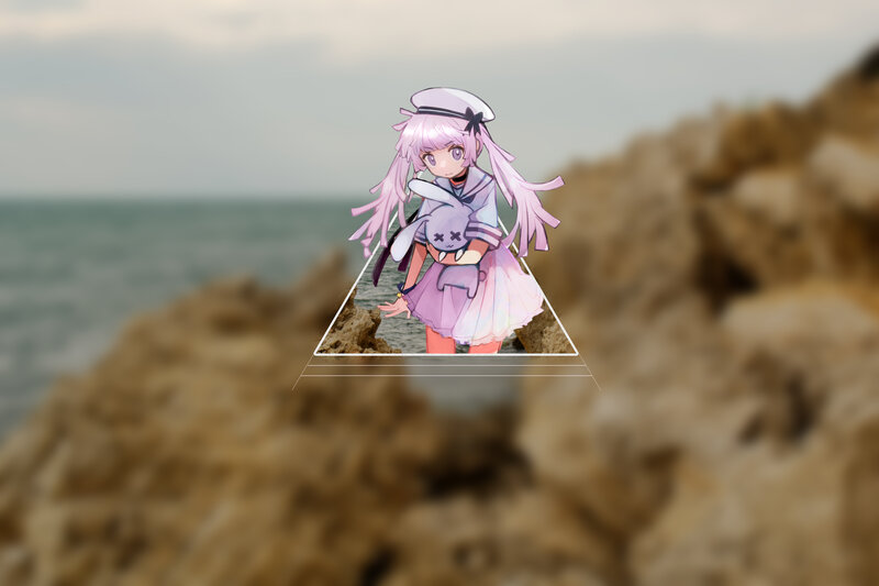 Anime Girl Holding Bunny — Pink, Calm, Afternoon