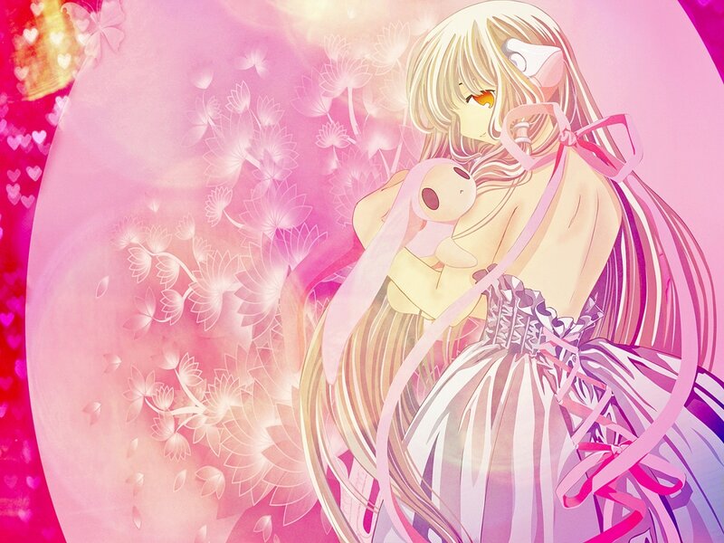 Anime Girl Holding Bunny — Pink