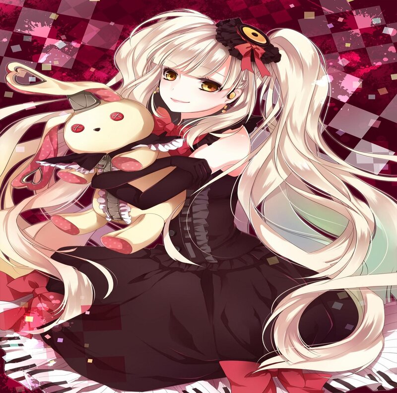 Anime Girl Holding Bunny — Red