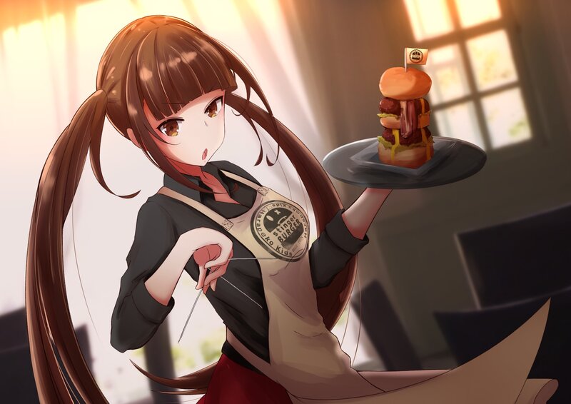 Anime Girl Holding Burger