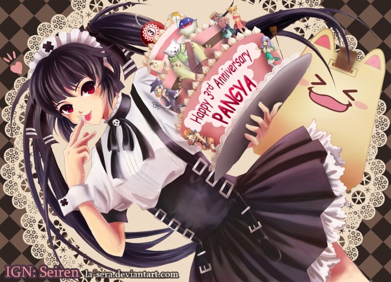 Anime Girl Holding Cake — Black