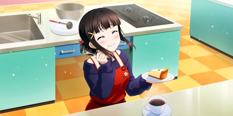 Anime Girl Holding Cake — Blue