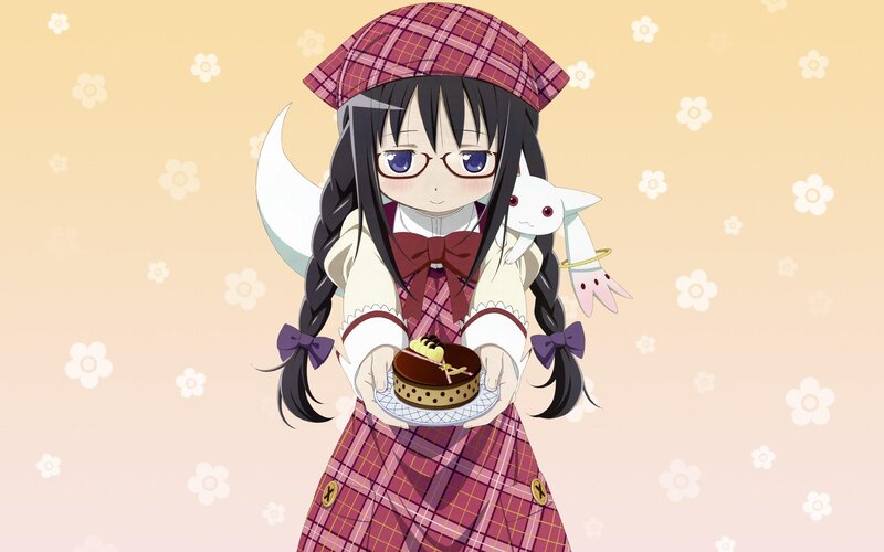Anime Girl Holding Cake — Pink, Calm