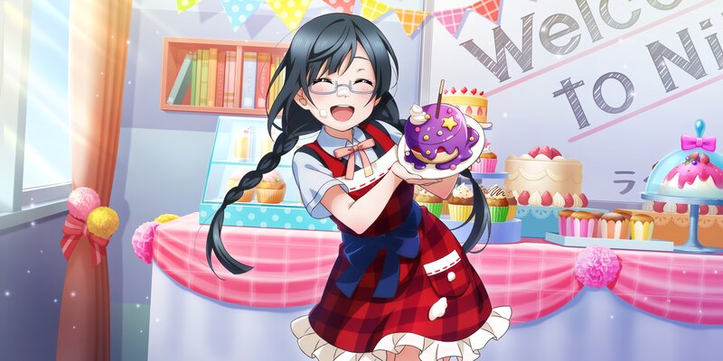 Anime Girl Holding Cake — Red