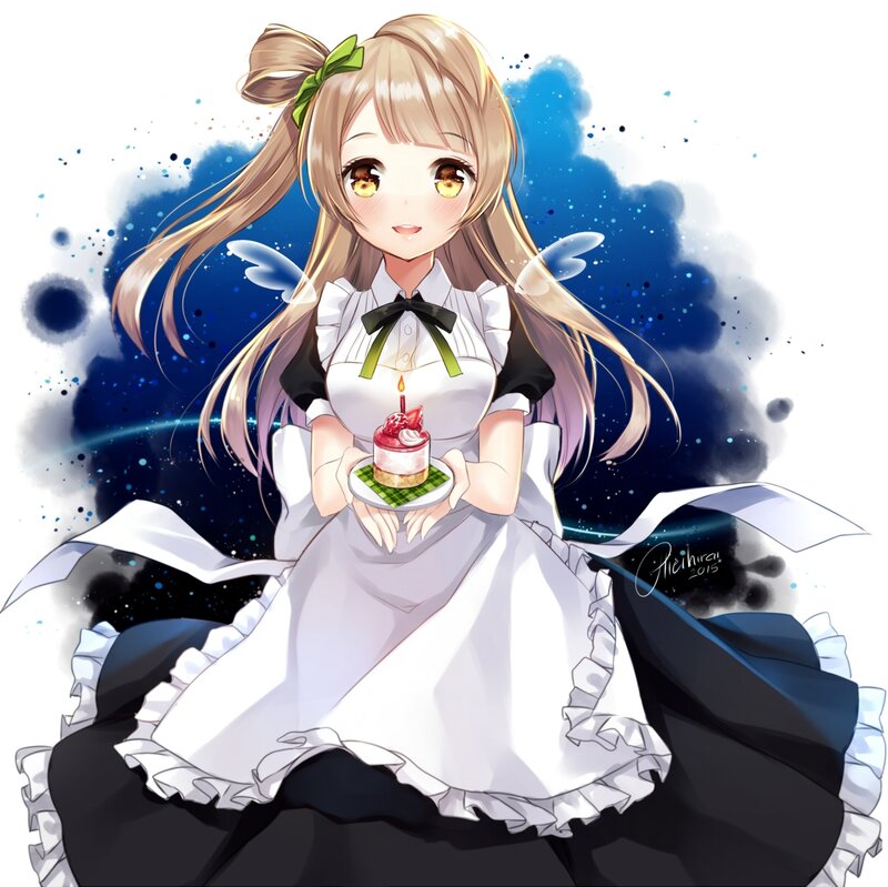 Anime Girl Holding Cake — White