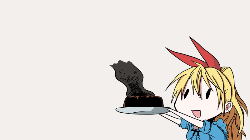 Anime Girl Holding Cake — Yellow, Happy