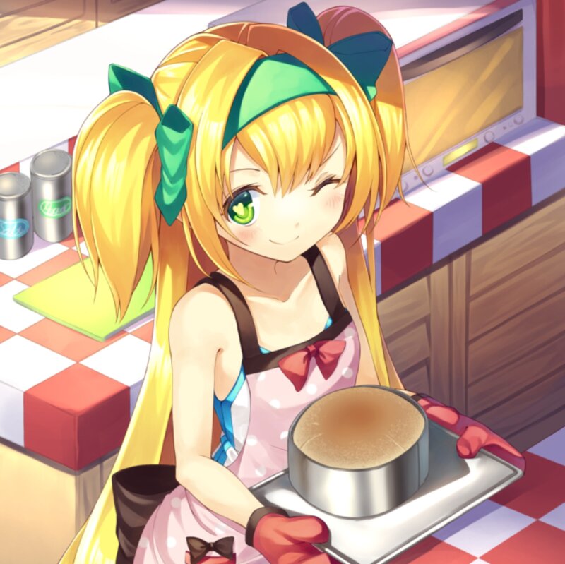 Anime Girl Holding Cake — Yellow