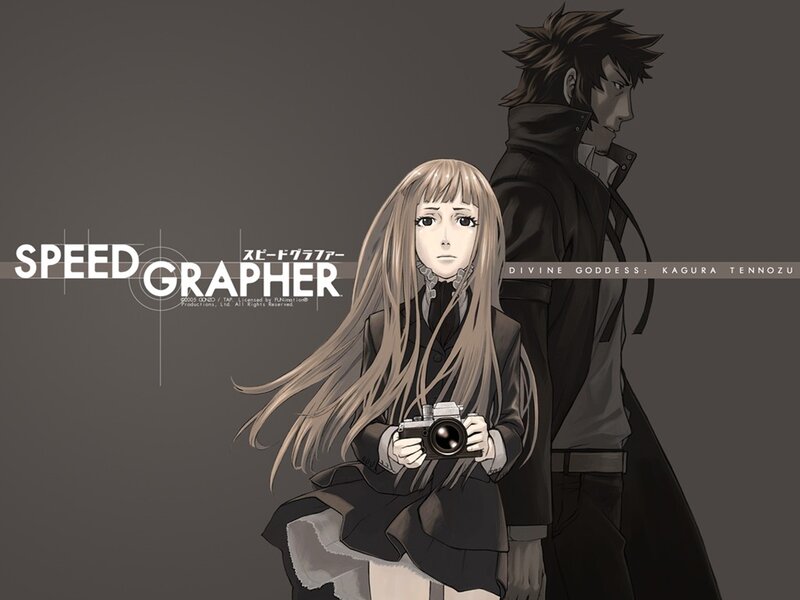 Anime Girl Holding Camera — Gray