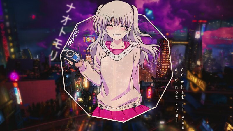 Anime Girl Holding Camera — Purple, Dreamy
