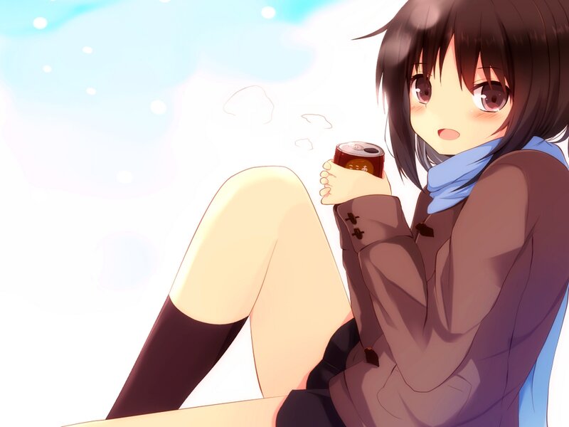 Anime Girl Holding Can — Brown