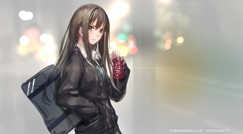 Anime Girl Holding Can — Gray, Calm, Night, Digital Art