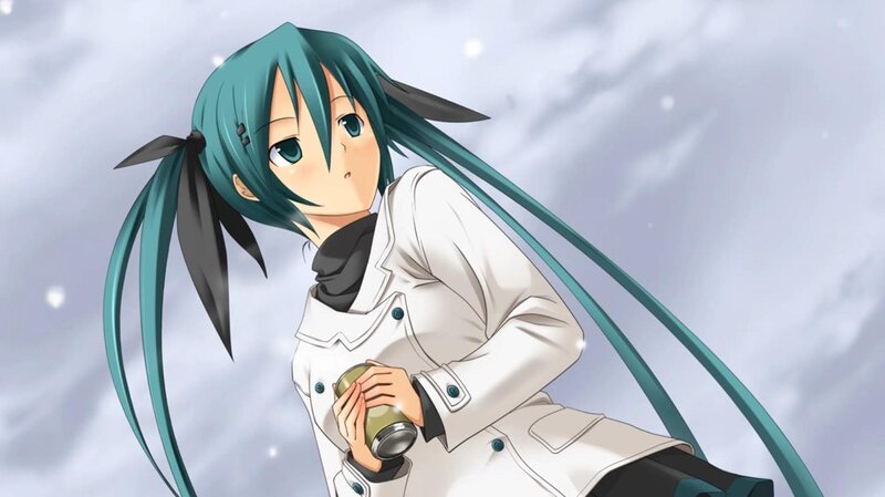 Anime Girl Holding Can — Teal