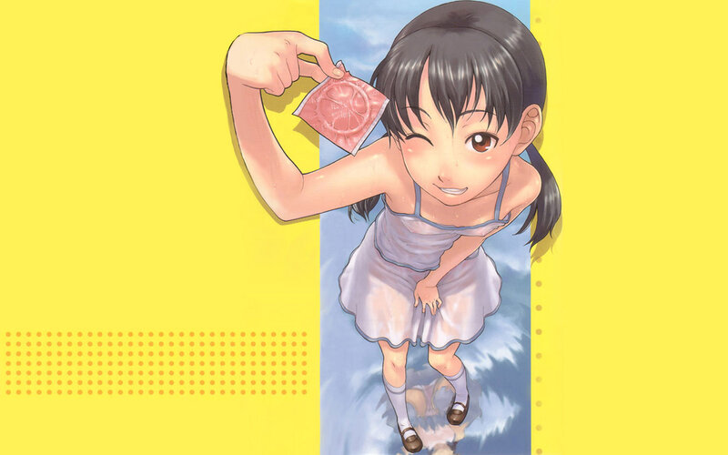 anime girl holding candy