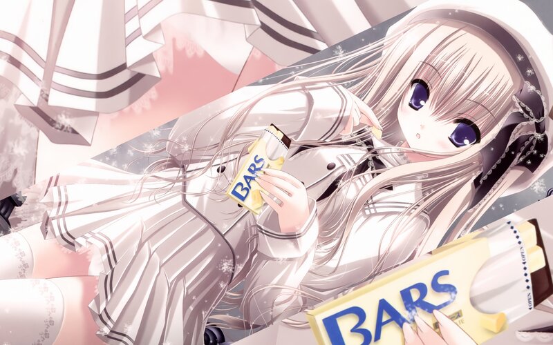 Anime Girl Holding Candy — White